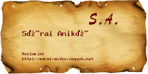 Sárai Anikó névjegykártya